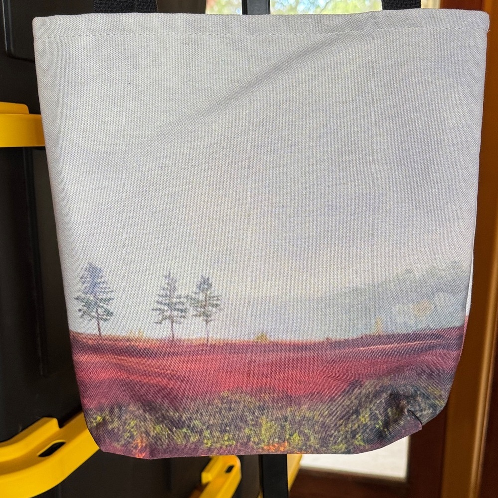 NWOT Scenic Landscape Canvas Tote Bag | Nature Art Field Print Market Bag - Picture 4 of 5
